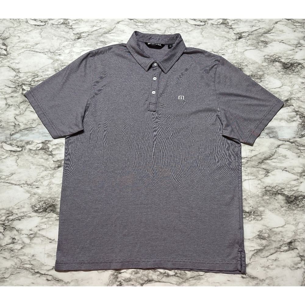 Travis Mathew Men's Golf Polo Shirt Size L Purple Striped Pima Cotton Blend